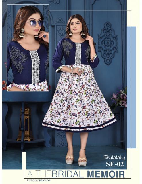  Beauty Queen Bubbly rayon fabric kurtis wholesale