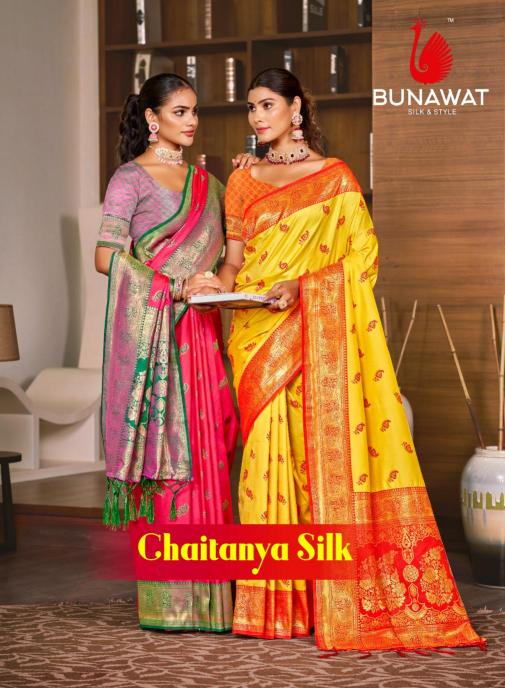 bunawat chaitanya silk wedding festival wear silk fabric saree collection