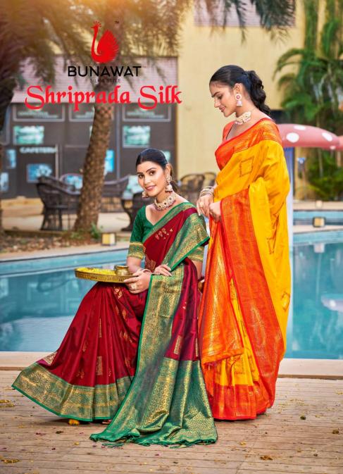 bunawat shriprada silk wedding festival wear silk fabric saree collection