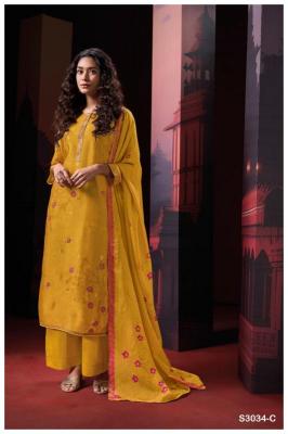 Ganga Theingi 3034 russian silk printed salwar kameez supplier in gujarat