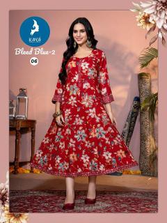 Kaya Bleed blue Vol 2 rayon fabric kurtis wholesale