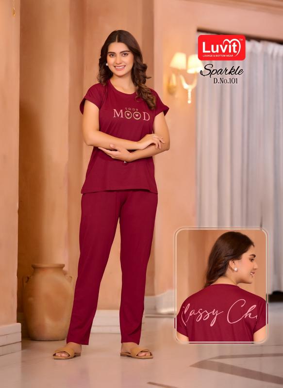 Luvit Sparkle Tencel Fabric Comfortable Night Suit For Women