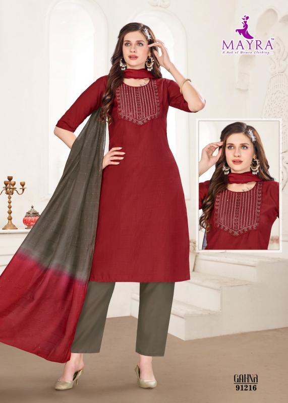 Mayra Fashion Gahna cotton kurti pant set with dupatta wholesale