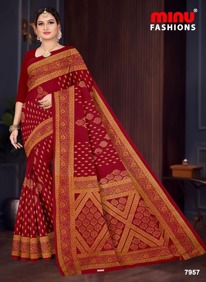 Minu Fashion Malang Vol 2 cotton printed saree