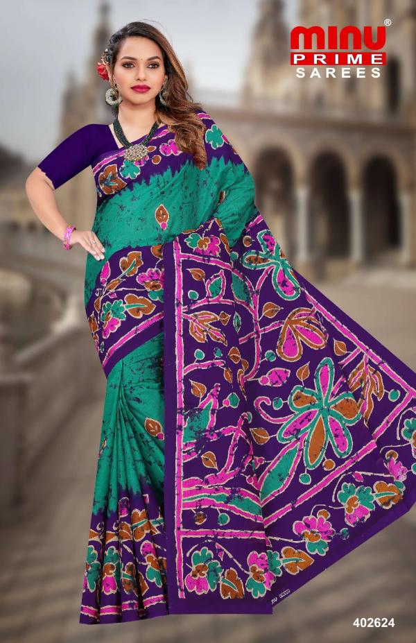 Minu Prime Indo Batik Vol 9 cotton saree collection