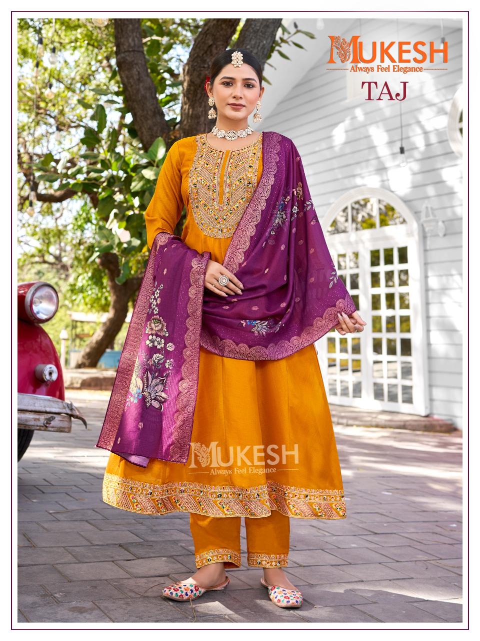 Mukesh Taj Anarkali Gown With Pant And Dupatta