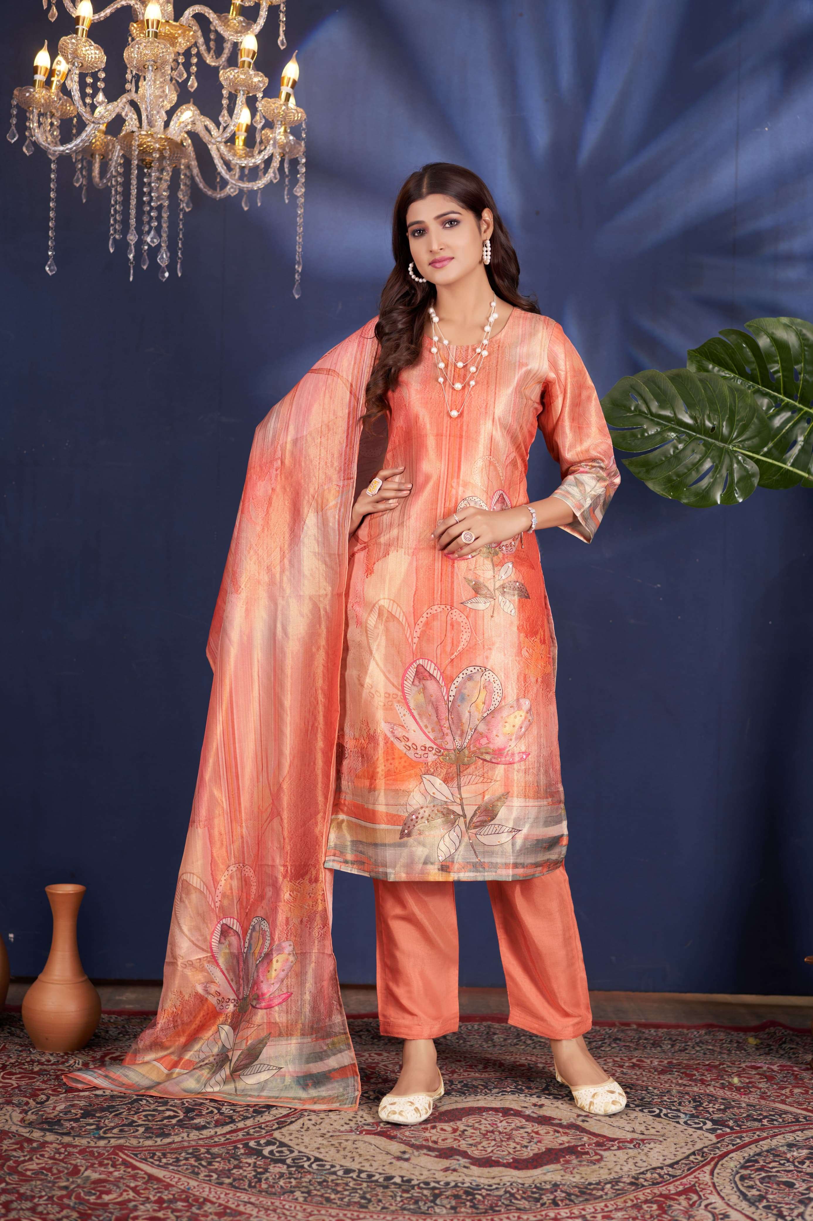 PR 9STAR NEW LUNCHING KAYA SIMAR FABRIC WITH DIGITAL PRINT AND HANDWORK DESIGNER SUITS