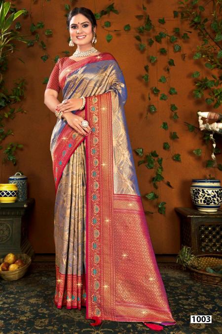 Saroj Shamaa Tissue Swarovski vol 3 Tissue silk saree distributors in Surat