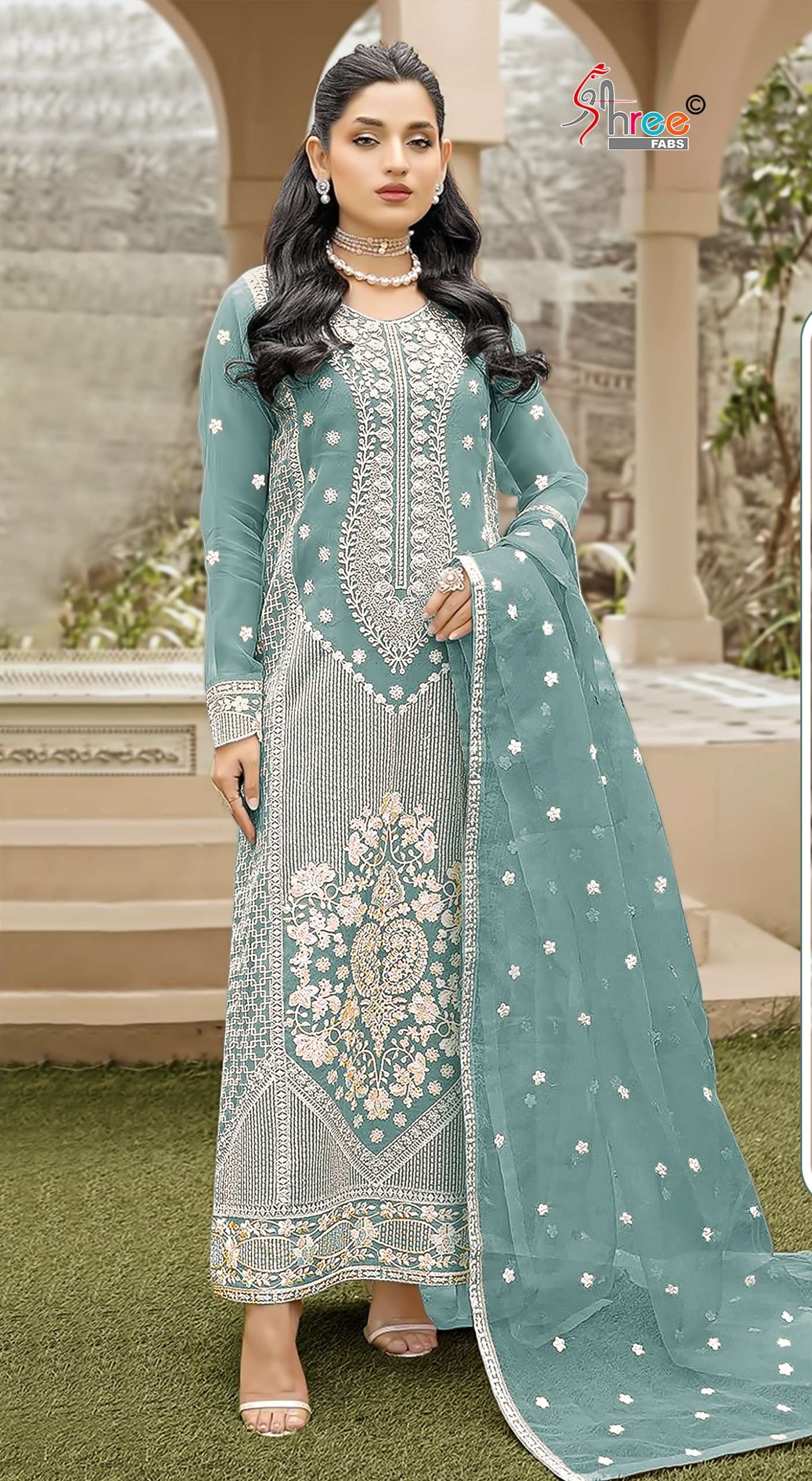 shree fab 5231 organza pakistani suits for women