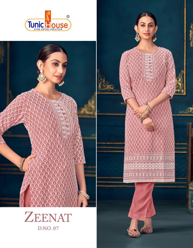 Tunic House Zeenat Chikankari rayon fabric kurtis wholesale