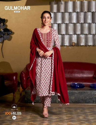 100 Miles Gulmohar Pure cotton printed wholesale kurtis in surat with price