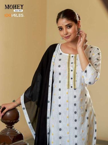 100 Miles Mohey cotton kurti pant set with dupatta wholesale