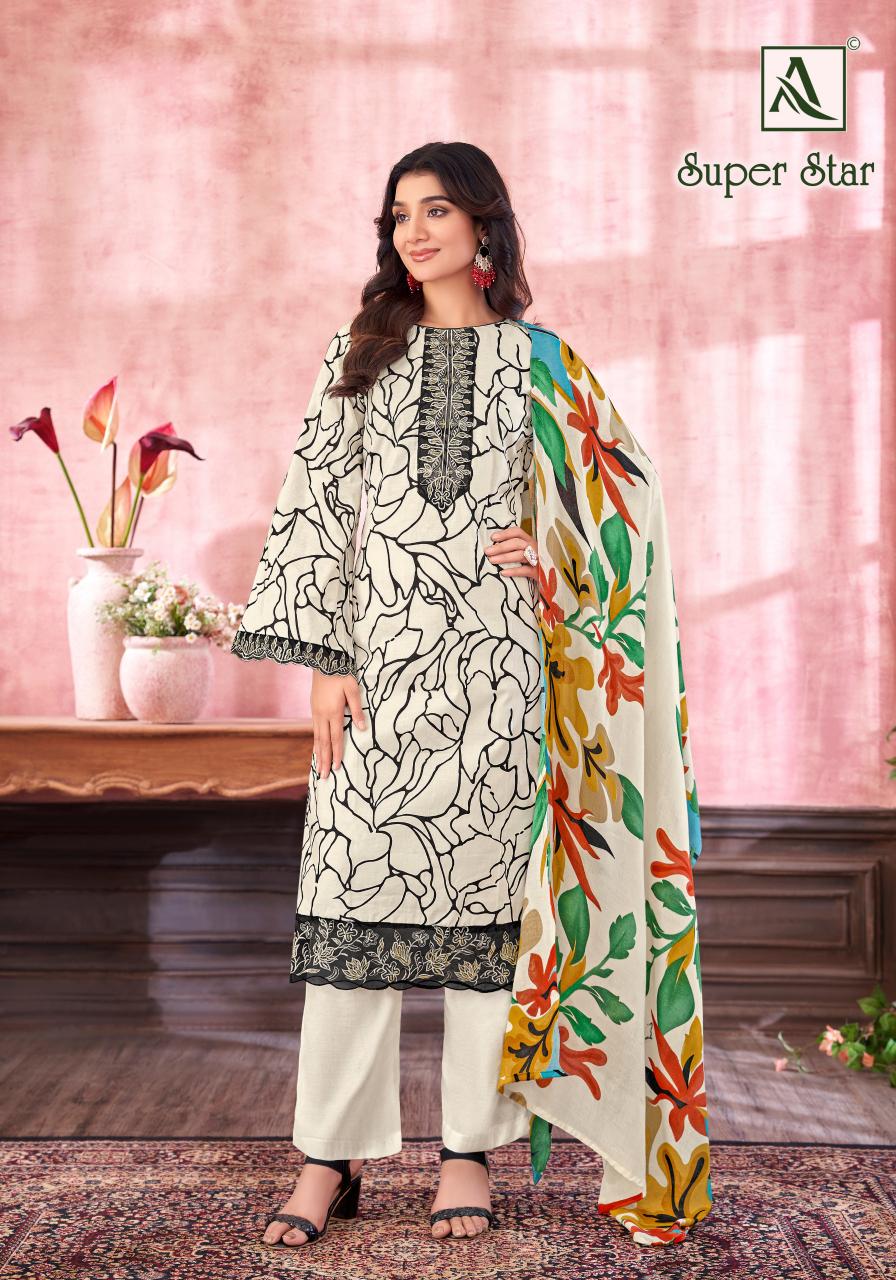 Alok suit Super Star cotton printed salwar suit wholesaler in surat