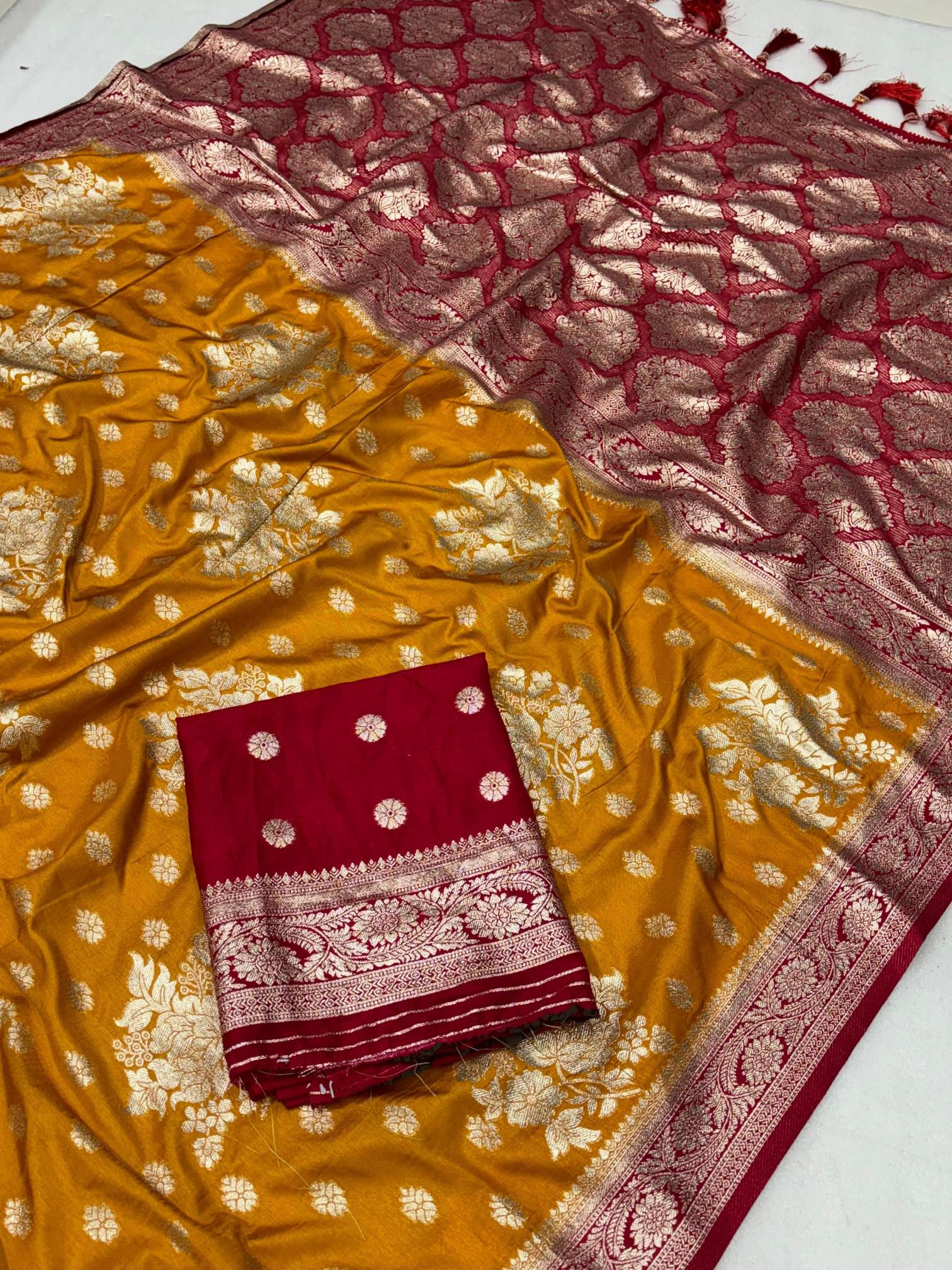 Art Riddhs beautiful Dola Silk chap dye saree wholesaler in surat