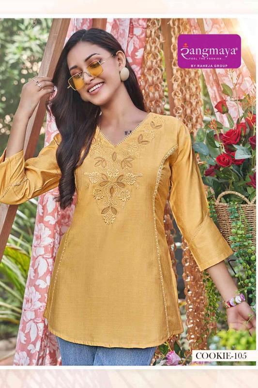 Rangmaya Cookie Tunic Vartigan short kurti wholesaler in surat