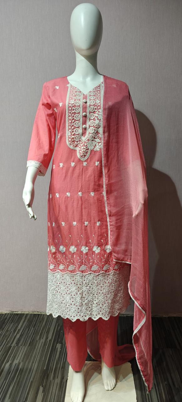 Art Riddhs D. 261 Pure cotton schiffly work surat kurti online shopping