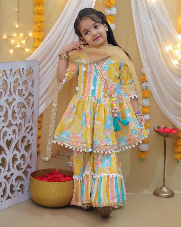 Art Riddhs Girls Pure cotton Kurti  sharara wholesale price