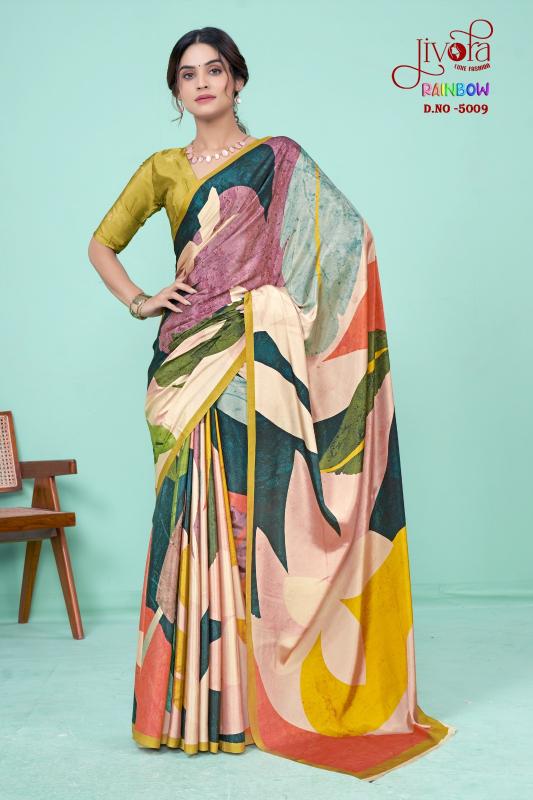 Art Riddhs Rainbow Crepe silk Printed saree manufacturer in surat online