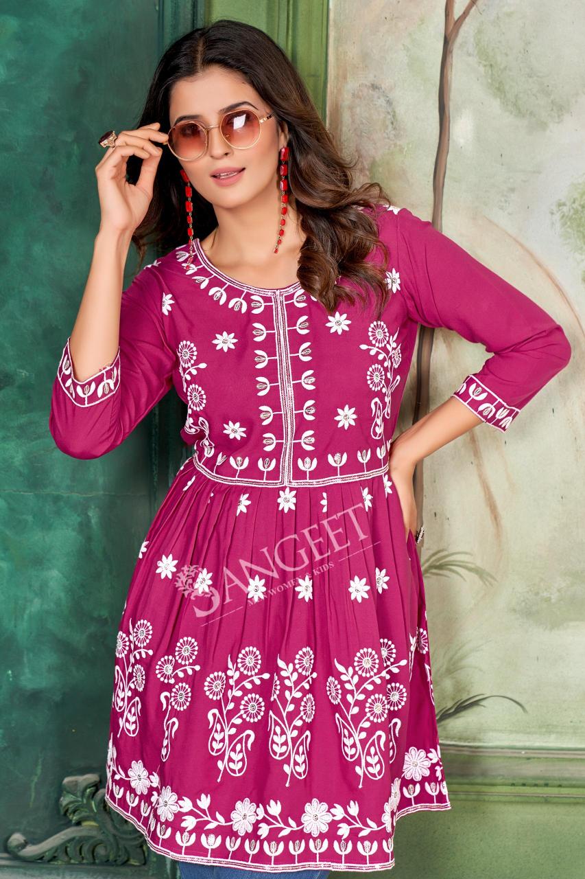 Art Riddhs Shikha Rayon Short Kurti Manufacture in surat