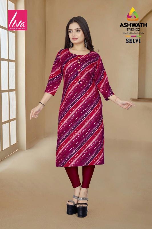 Ashwath Selvi Rayon Printed kurti at wholesale prices in india  