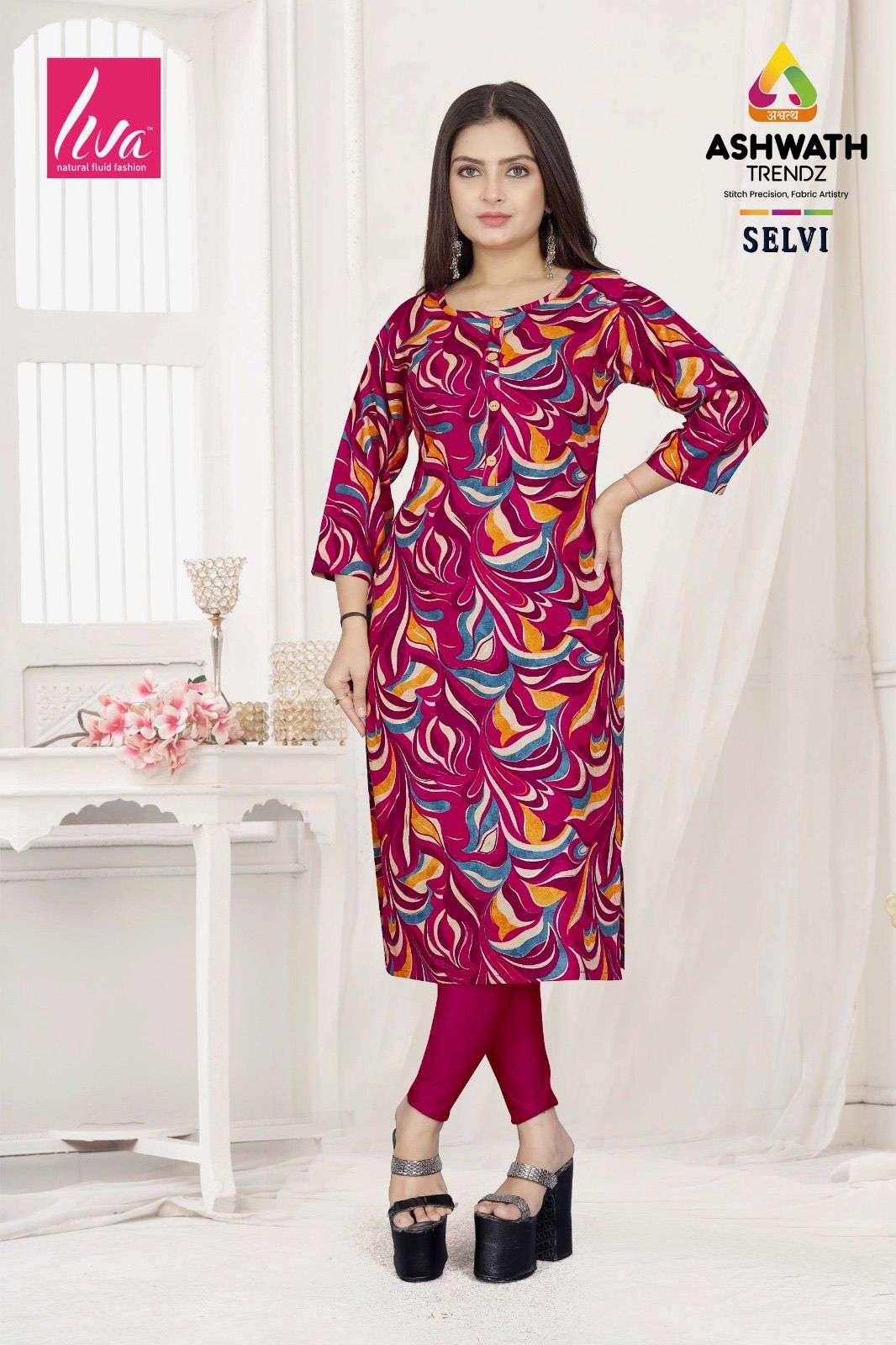 Ashwath Selvi Rayon Printed kurti manufacturer in gujarat 