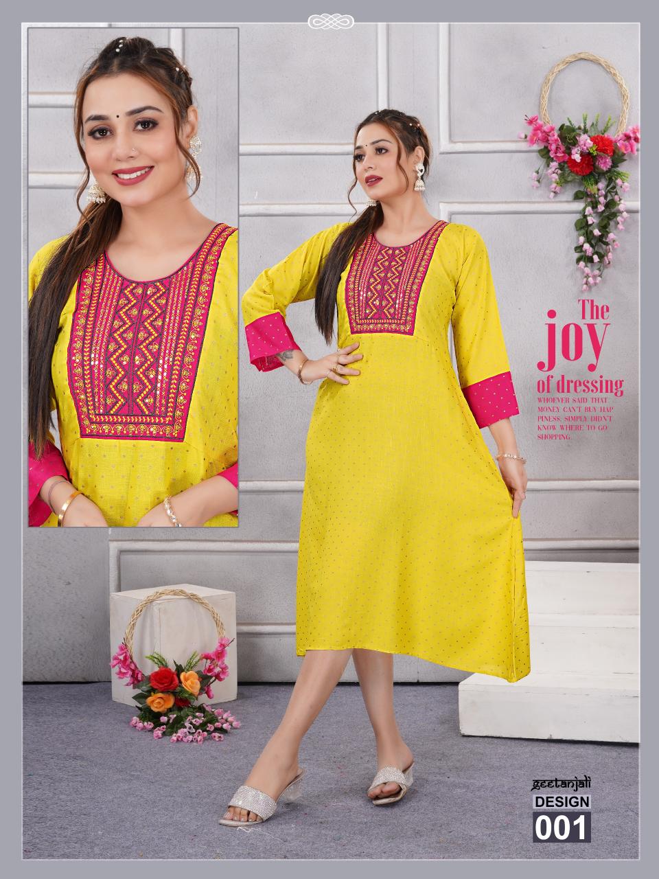 Beauty Queen Geetanjali Rayon Slub Printed kurtis manufacturers in surat