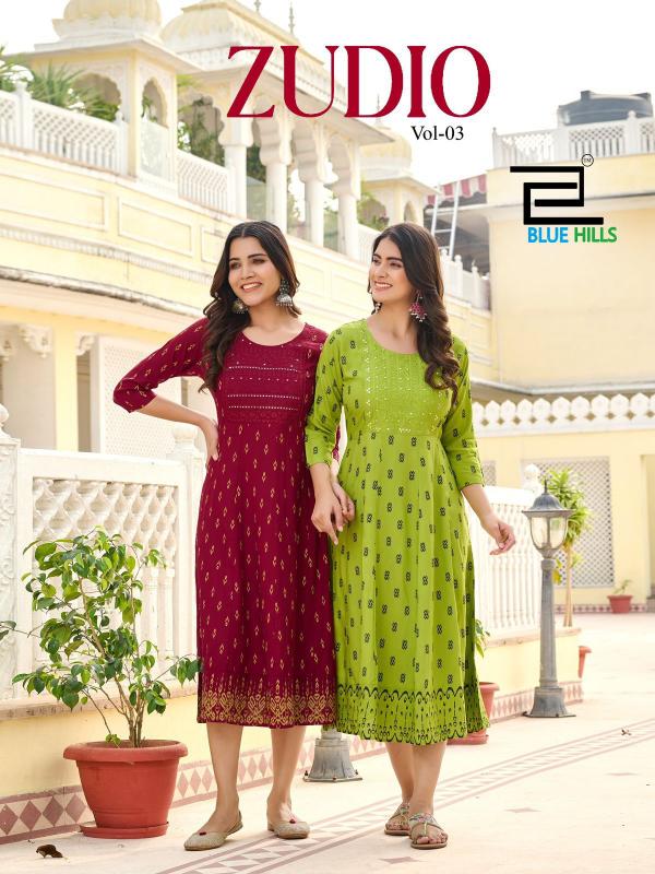 Blue Hills Zudio Vol 3 Rayon Printed Anarkali kurtis manufacturers in india