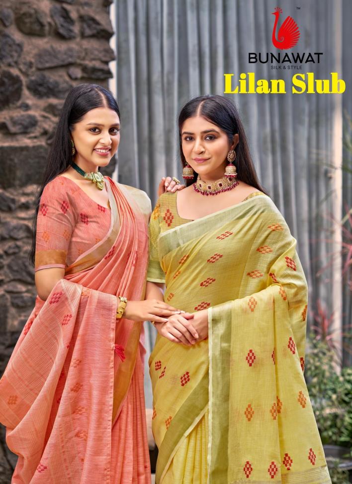 Bunawat Lilen Slub Casual Wear New Fancy Linen Sarees Collection