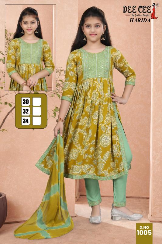 Deecee Harida Rayon Printed nyra cut kurti set wholesaler in surat