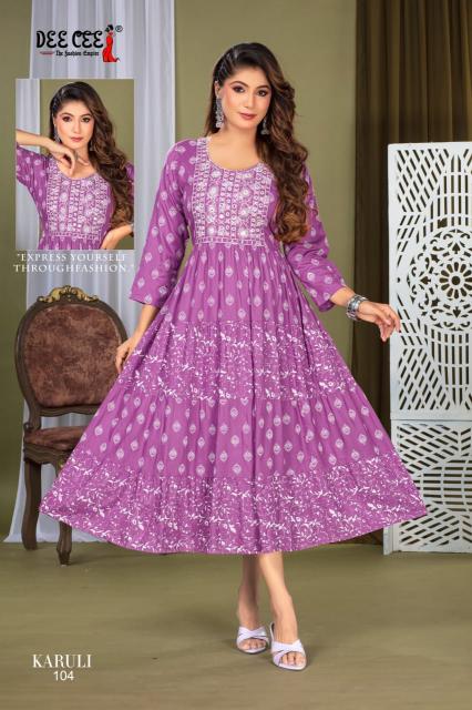 Deecee Karuli Rayon Printed ladies designer kurti wholesaler and manufacturer