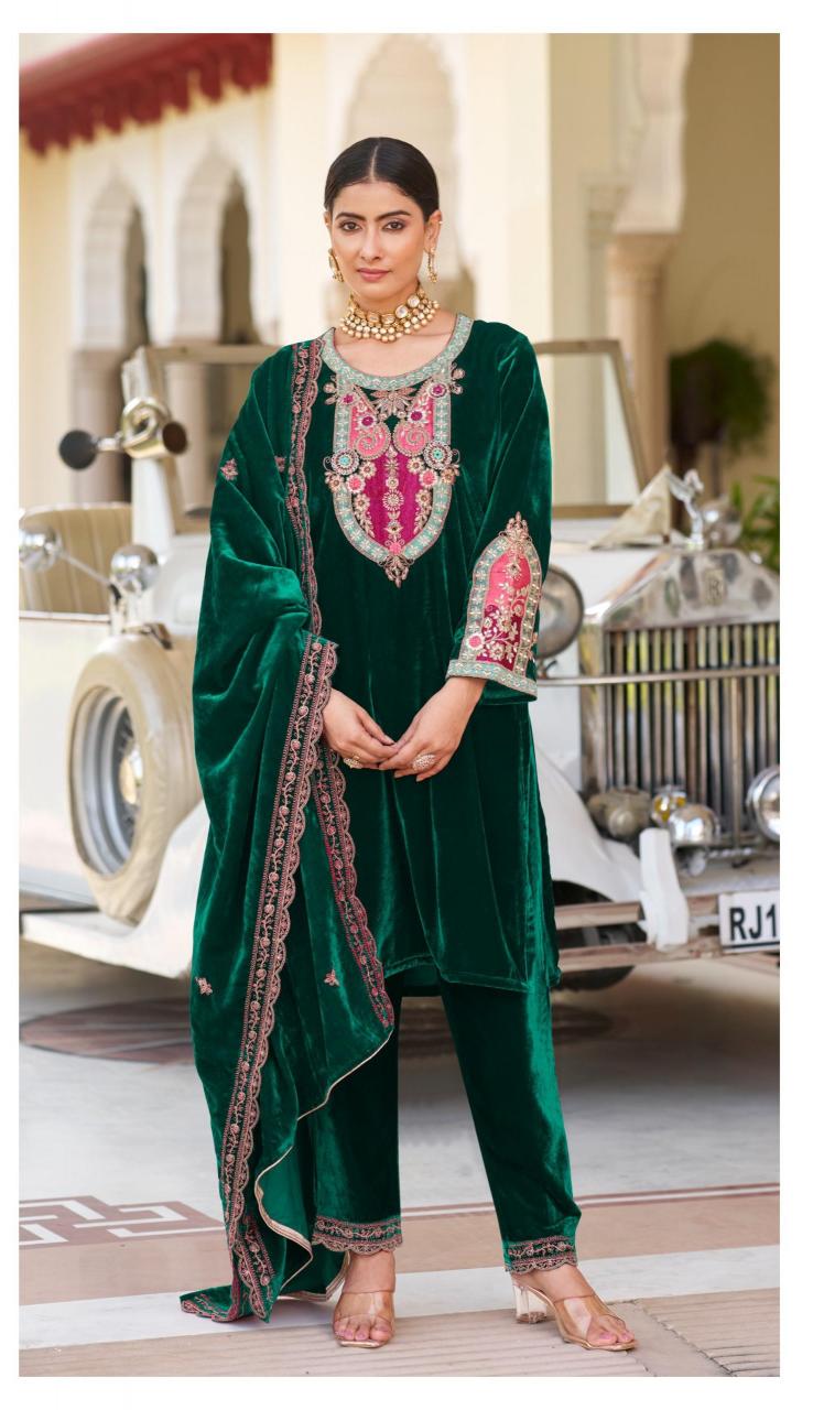 Deepsy Suit D.606 Velvet Embroideried salwar wholesale dealers in surat