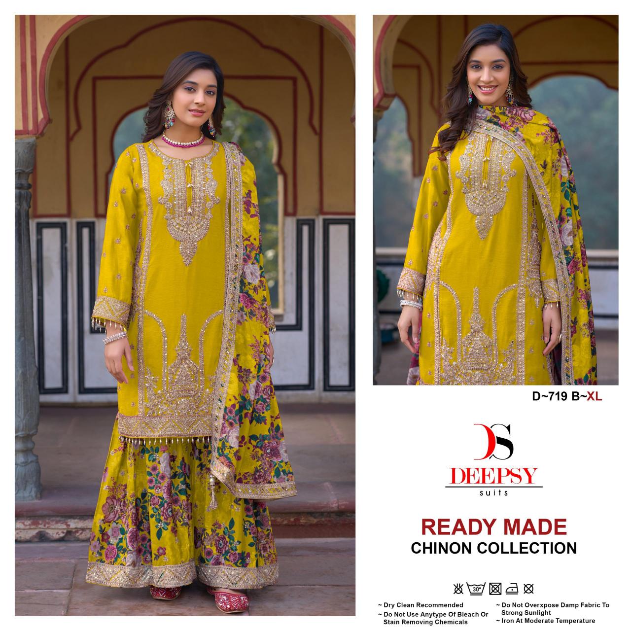 Deepsy Suit D. 719 Chinon Embroidered salwar suit manufacturer in surat