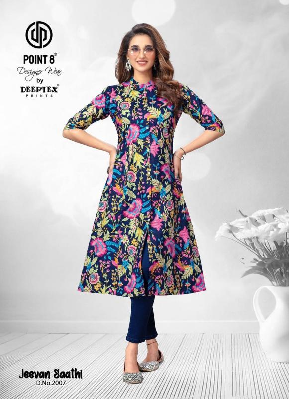 Deeptex jeevan sathi vol 2 cotton printed A line kurti supplier in your city 