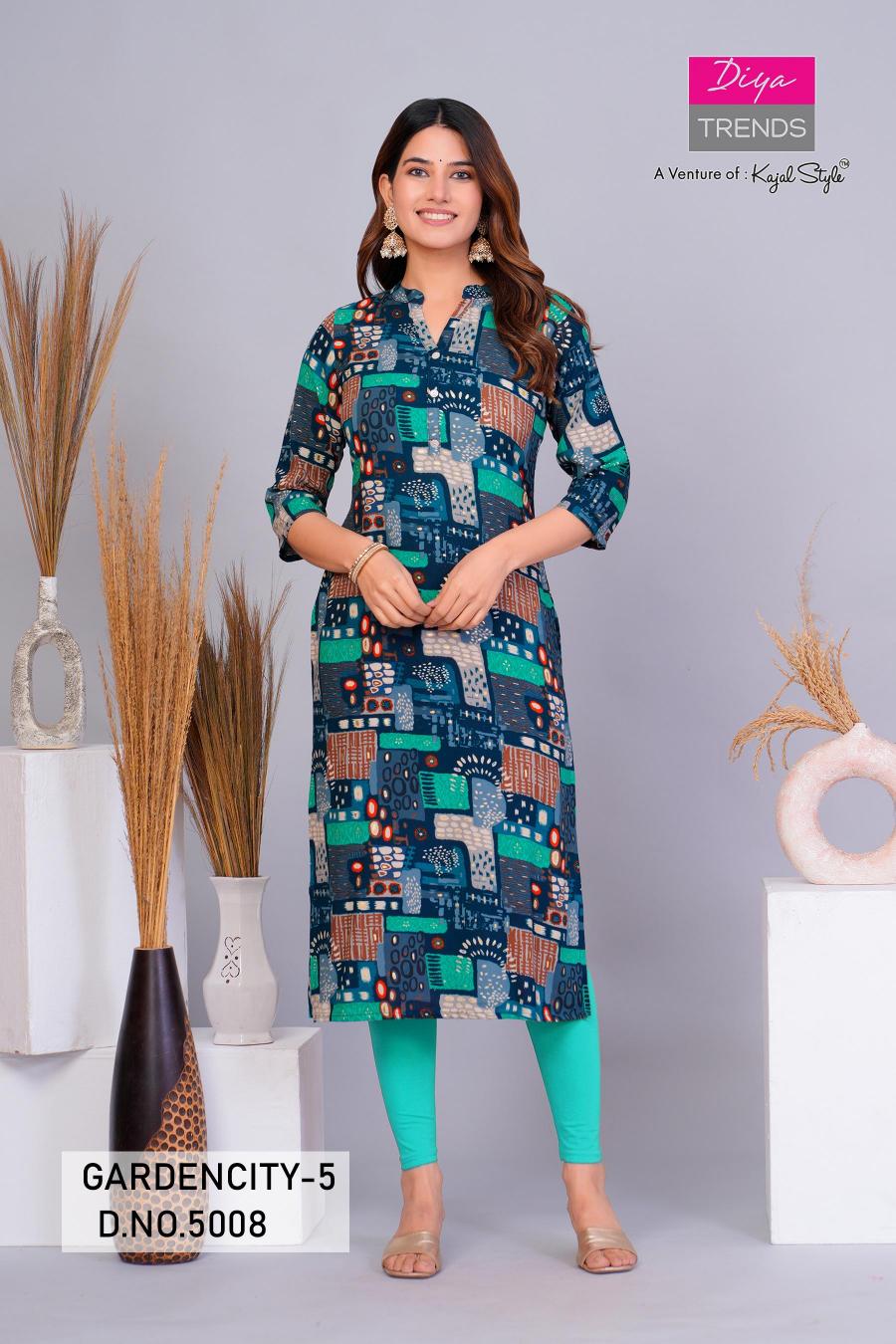 Diya Trends Rayon Printed Streight kurti wholesale