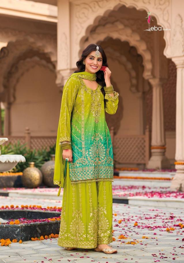 Eba Rangeen Chinon Digital Printed Embroidered salwar suit manufacturer in surat