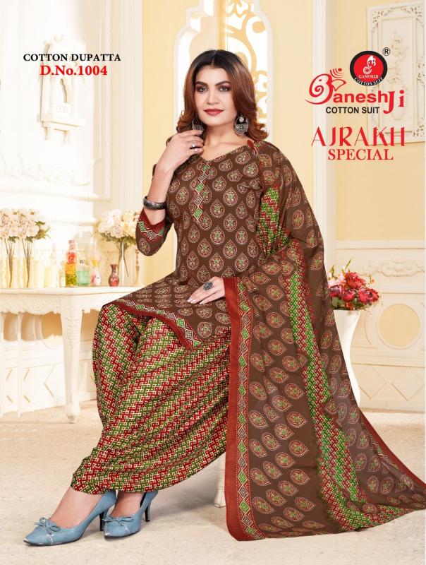 Ganeshji ajrakh special vol 1 cotton Printed dress material supplier in india 