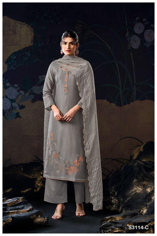 Ganga Nynika 3114 Pure Bemberg Gadwal Silk salwar suit manufacturer