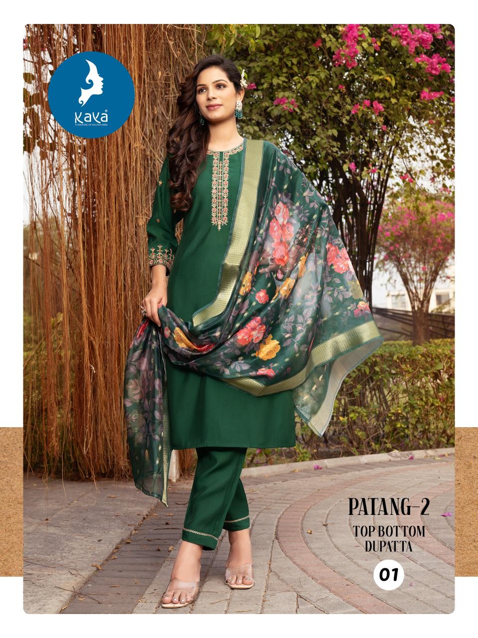 Kaya Kurti Patang Vol 2 Roman Silk Kurti set dupatta Supplier in surat