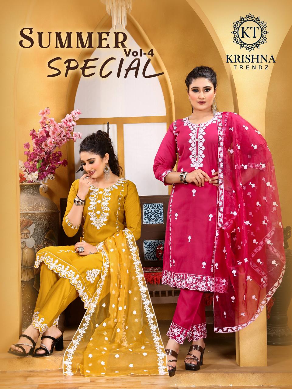 Krishna Trendz Summer Special Vol 4 Roman Silk kurti set manufacturer