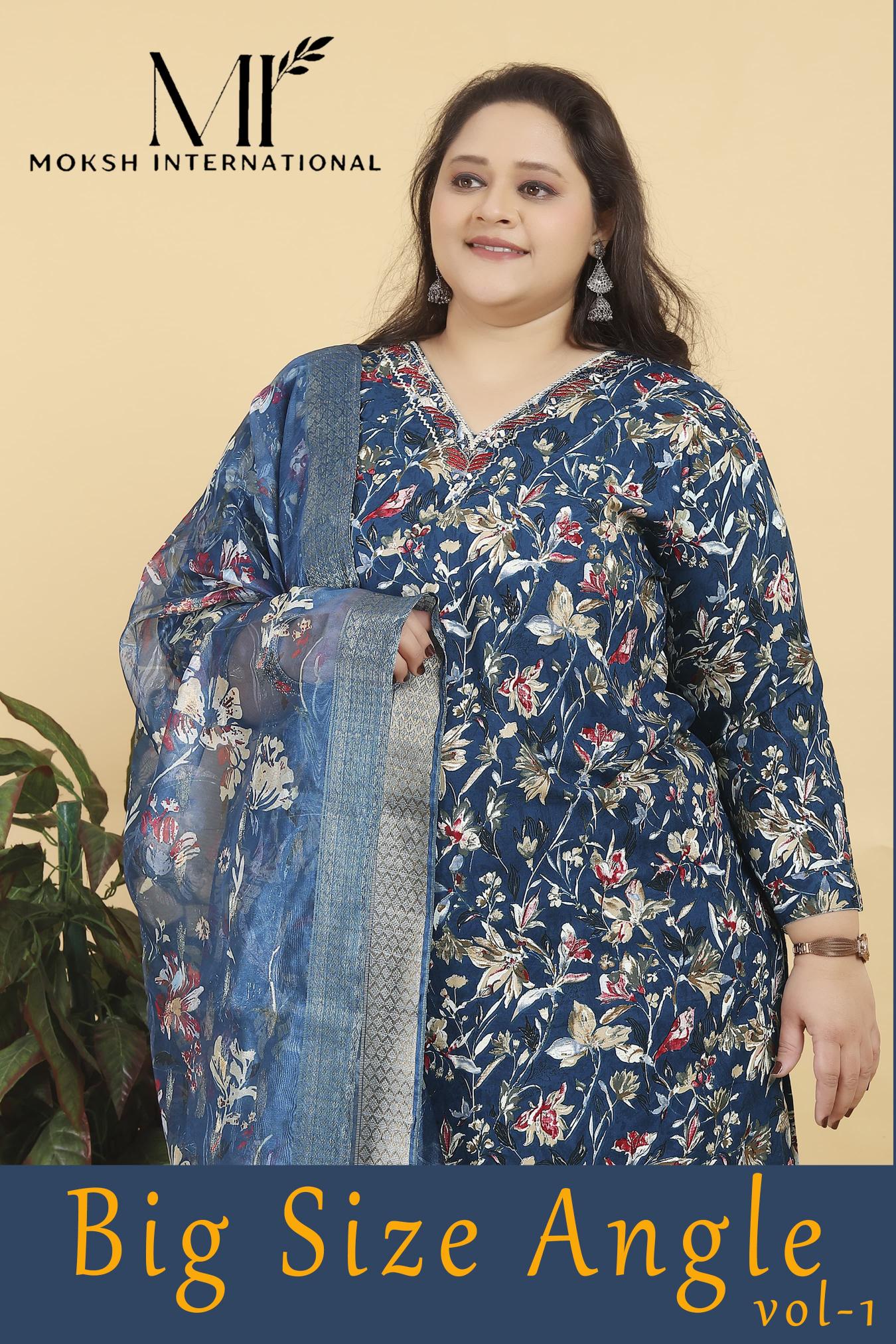 Moksh International Big Size Angle Vol 1 Lichi Viscose kurti set manufacturer