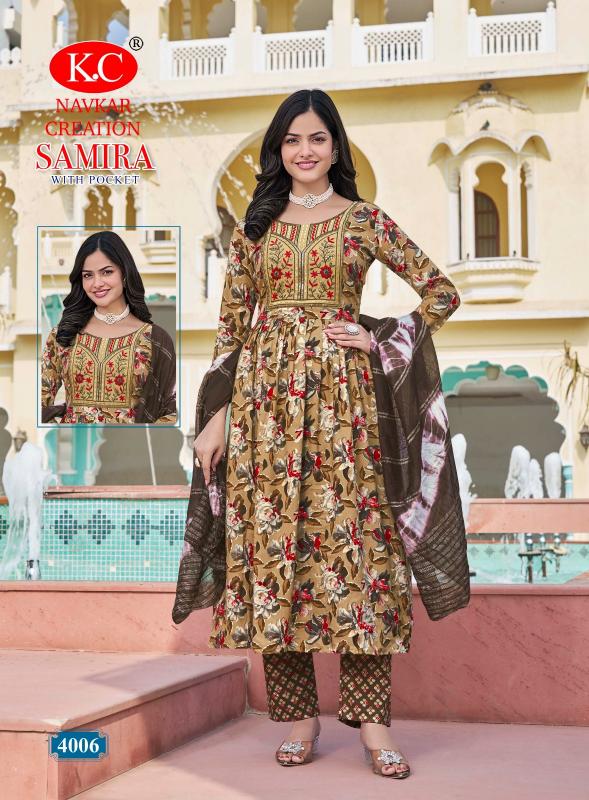 Navkar Samira Vol 4 Rayon Printed Umbrella Cut Kurti Set Wholesale Price