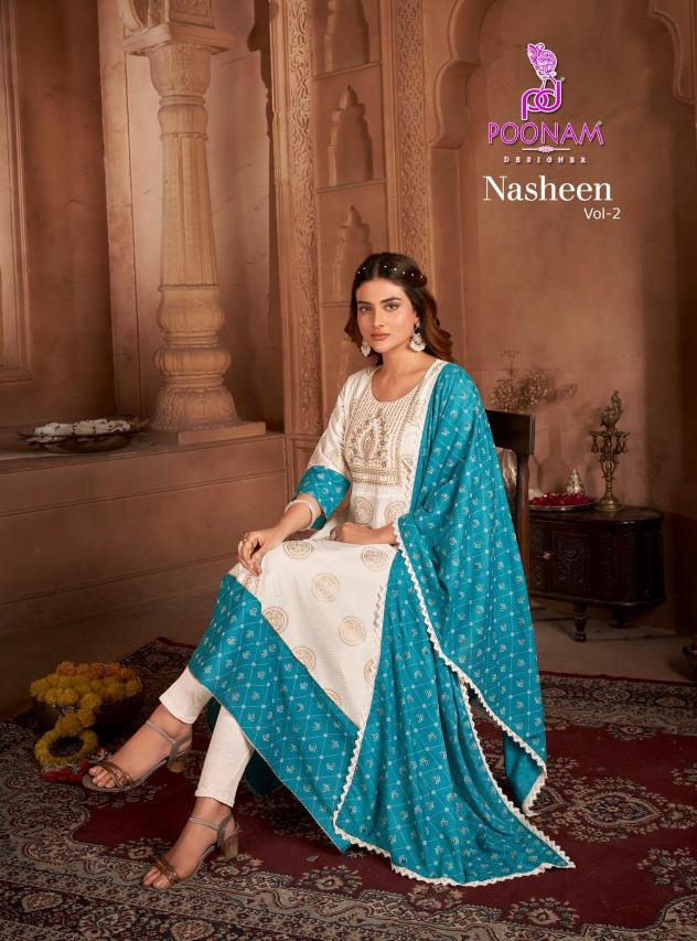 Poonam Nasheen Vol 2 Rayon Printed Gown with Dupatta At wholesale price