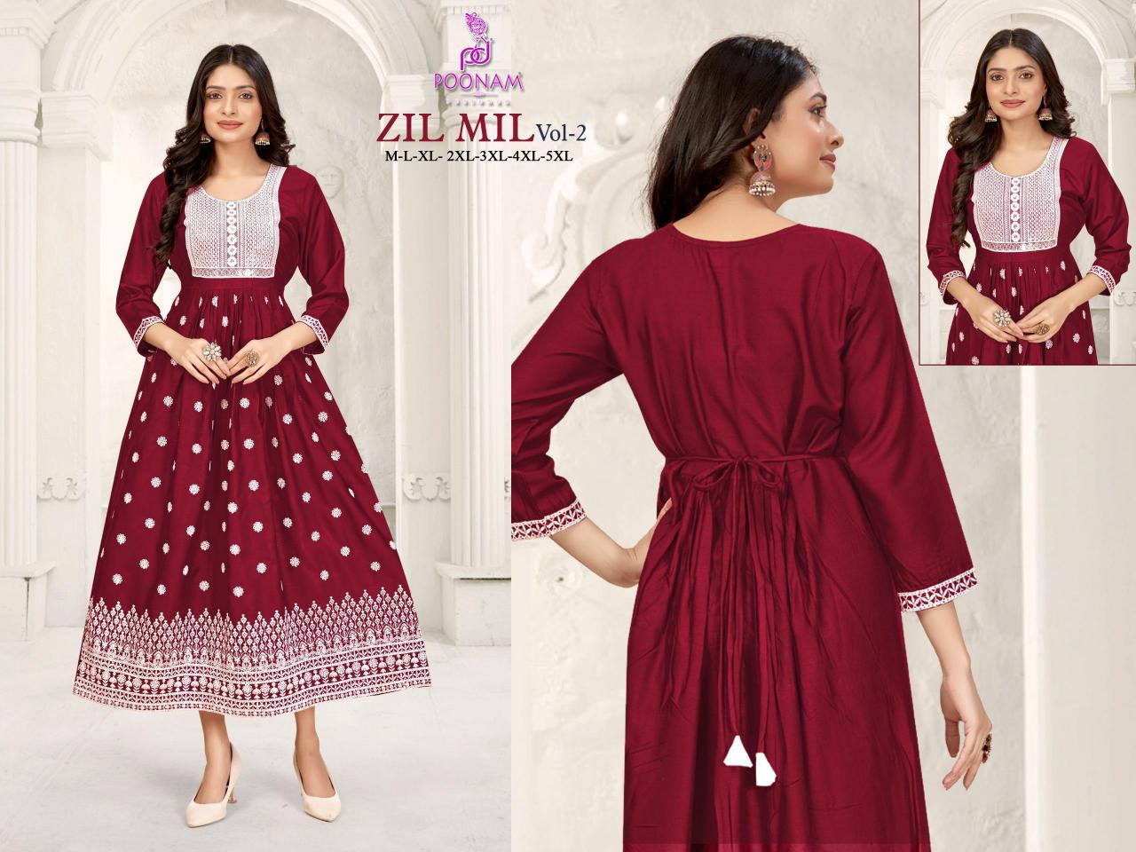 Poonam Zil MIl Vol 2 rayon fabric kurtis wholesale