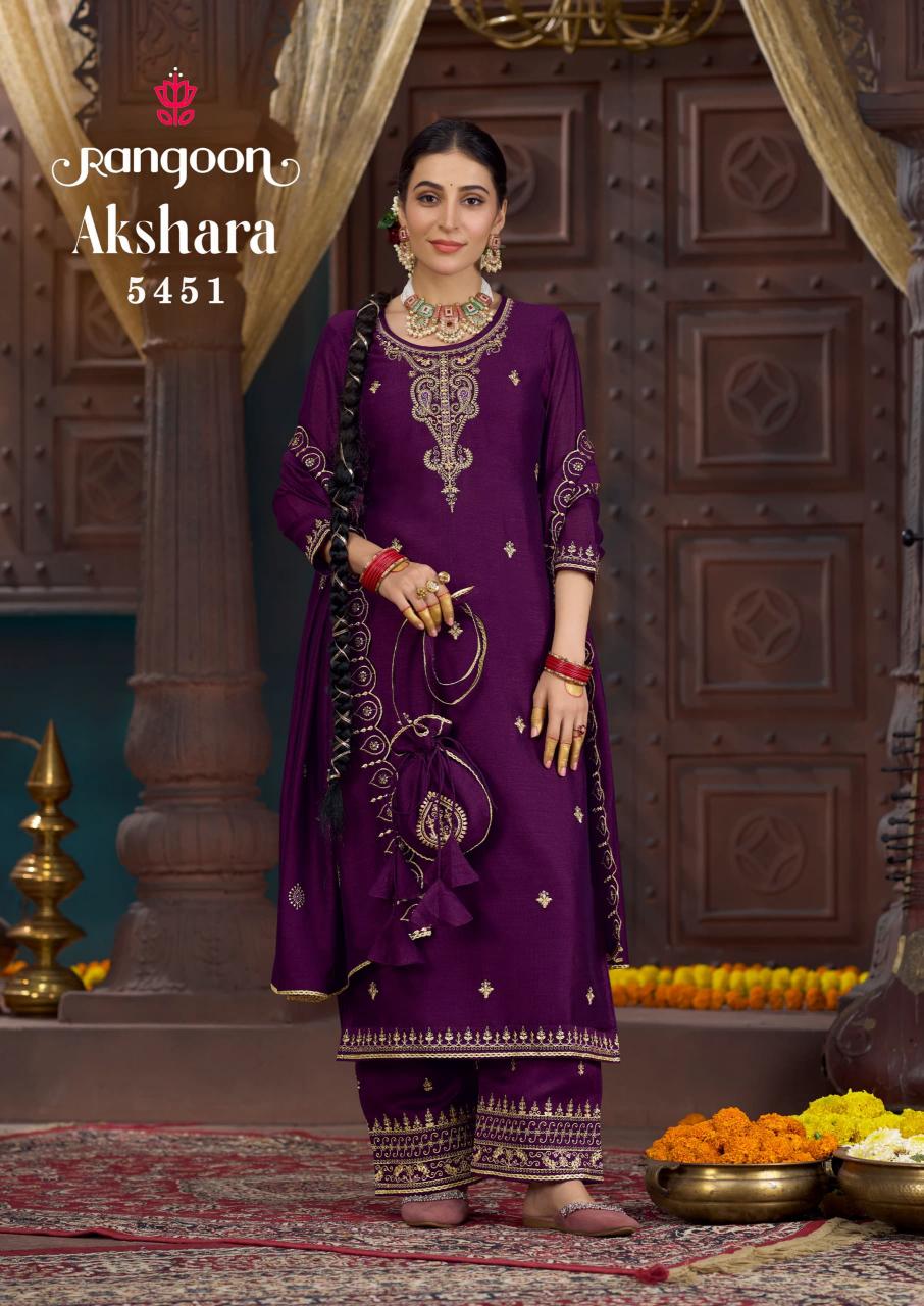 Rangoon Akshara Silk with Fancy code Work wholesale dress material market in jaipur