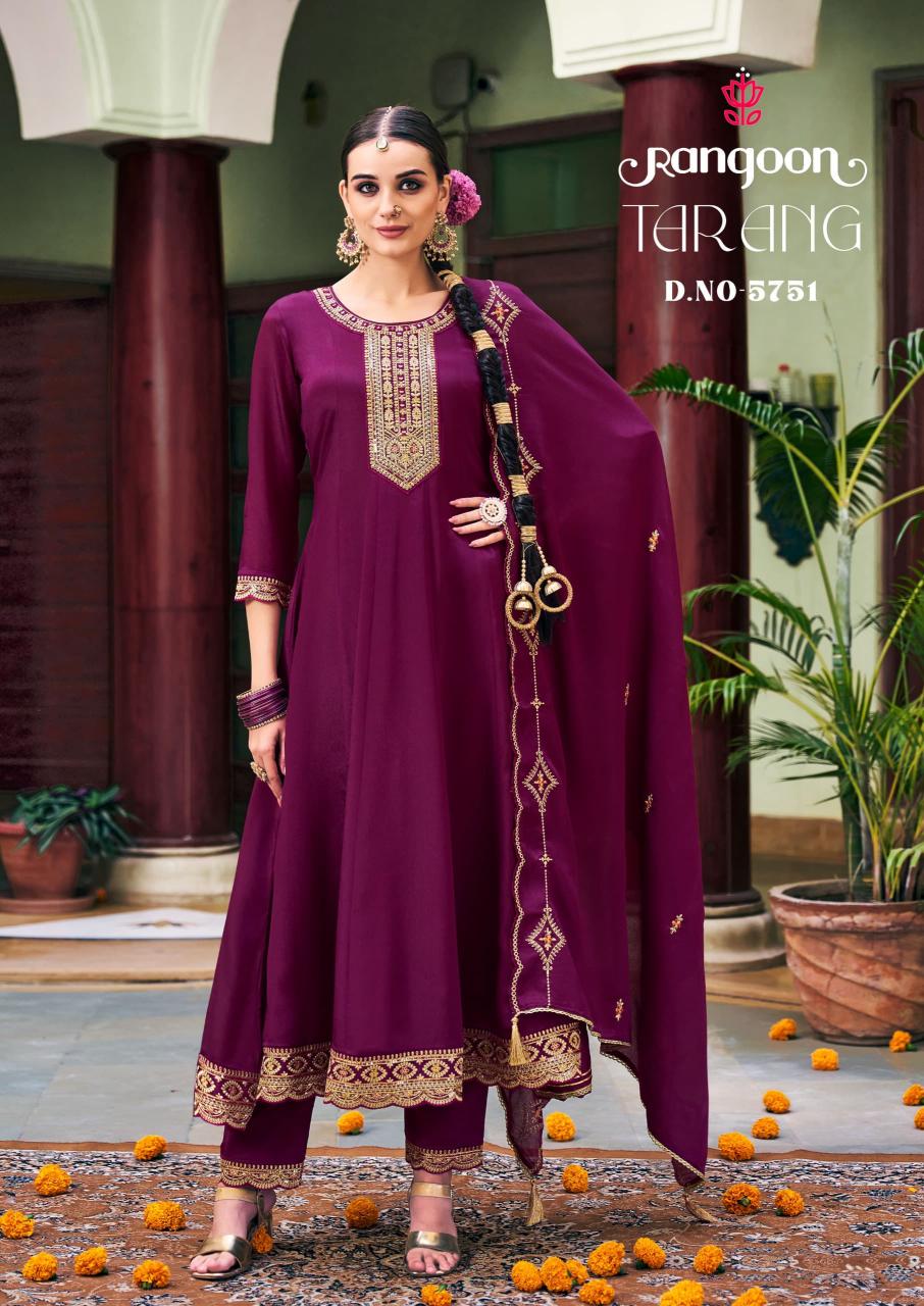 Rangoon Tarang chinon silk designer anarkali kurti supplier in surat 