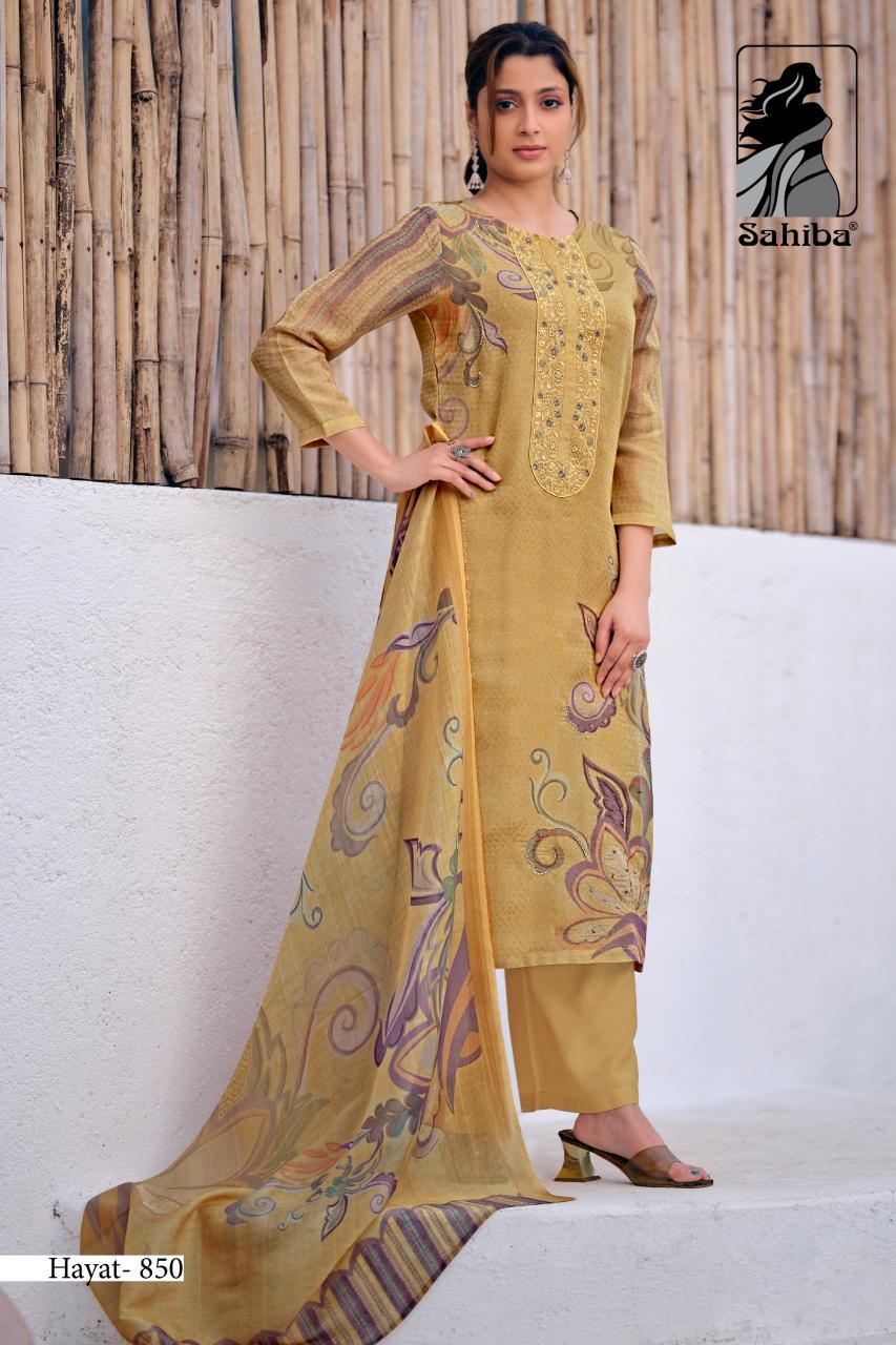 Sahiba hayat organza tissue silk printed wholesale dress material market in jaipur