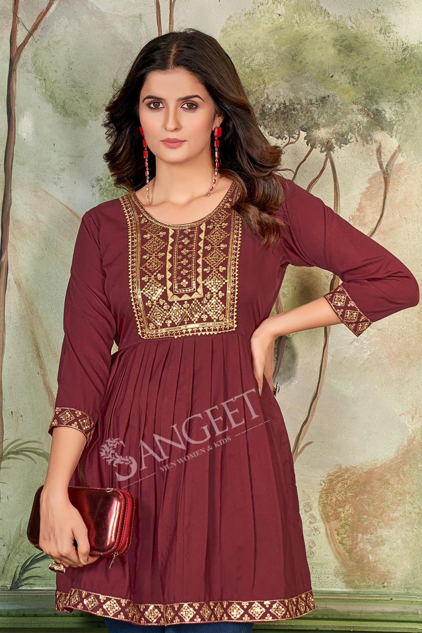 Sangeet Aashini Rayon Short Kurti For Women Online Price