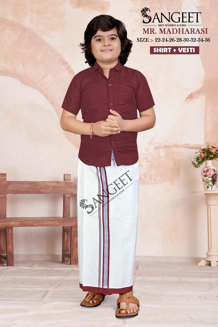 Sangeet Mr Madharasi Cotton Boys Shirt and Vesti Wholesale price