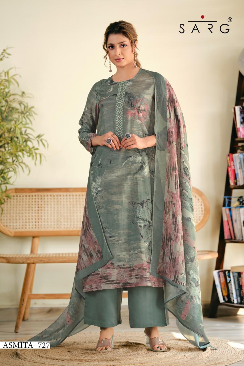 Sarg Asmita Pure Muslin Printed dress material wholesale in surat