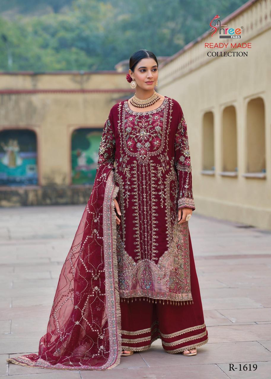 Shree Fab R 1619 Organza readymade pakistani salwar kameez wholesale rate in india 